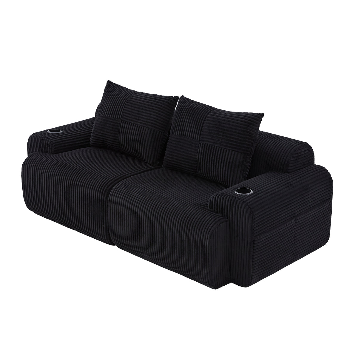Black Corduroy 2-Seater Modular Sofa — detail 13