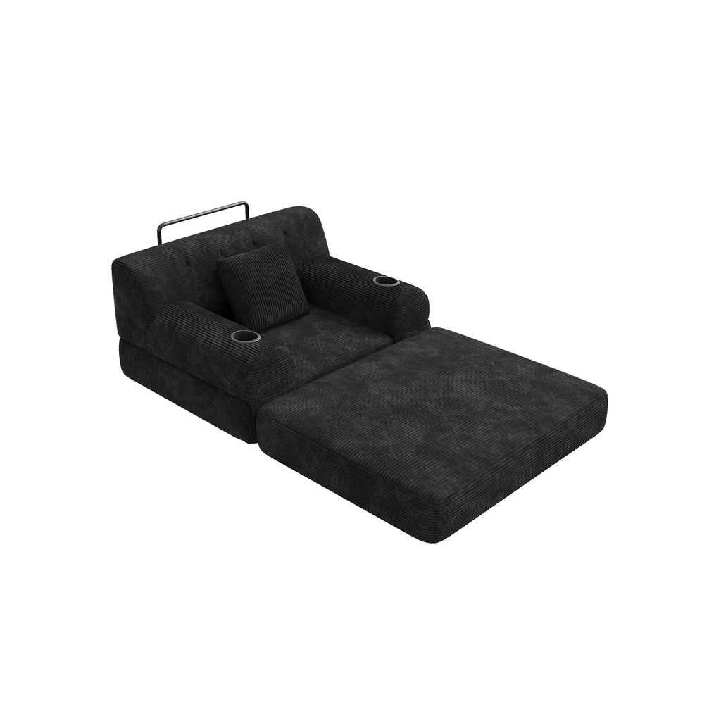 Black Corduroy Sleeper Chair — detail 10