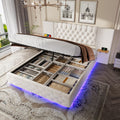 Beige Velvet Storage Bed Frame – 135 × 190 cm — product view