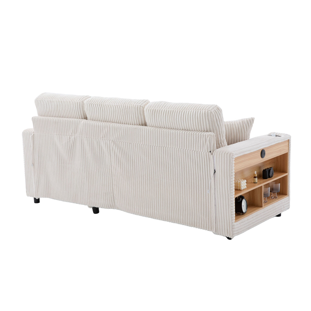 Beige Corduroy Sofa Bed — detail 26