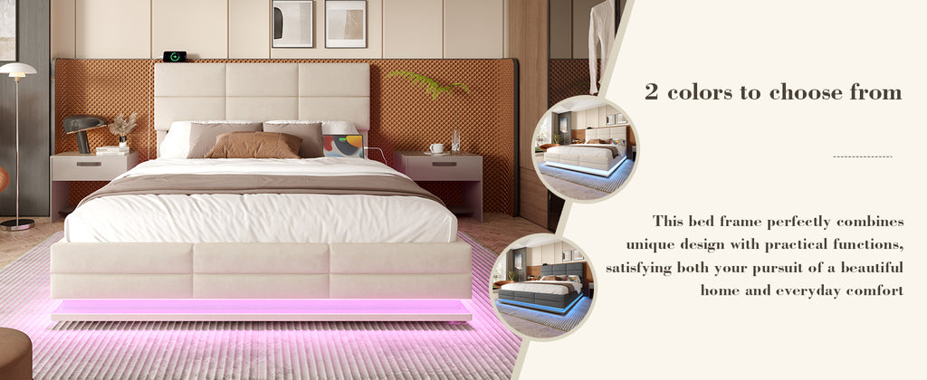 Beige Velvet Storage Bed Frame – 135 × 190 cm — detail 18