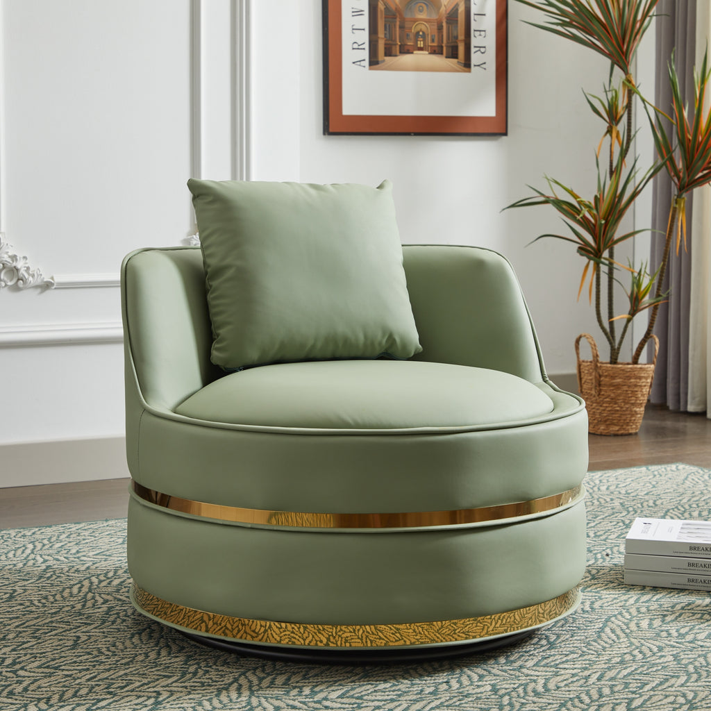 Green Faux Leather 360° Swivel Barrel Chair — product view