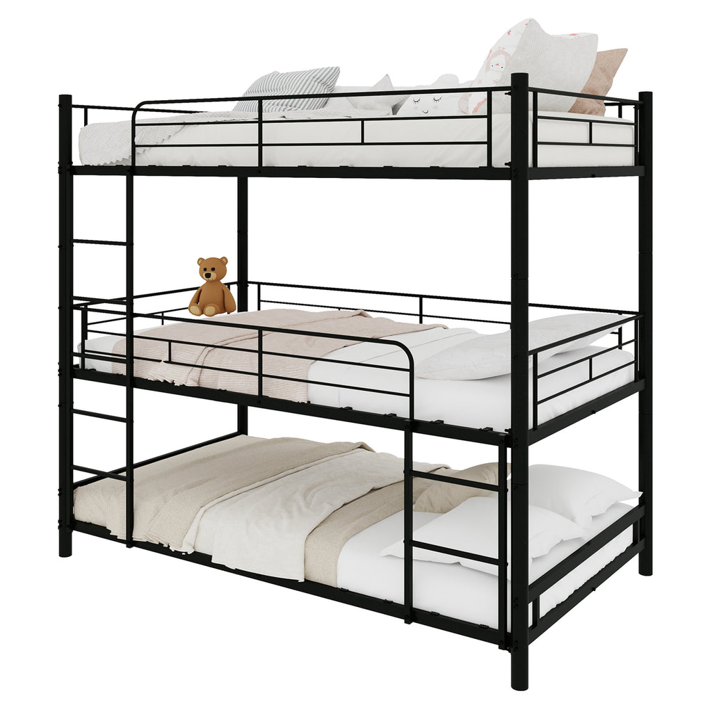 Black Triple Metal Bunk Bed – 90 × 190 cm — detail 8