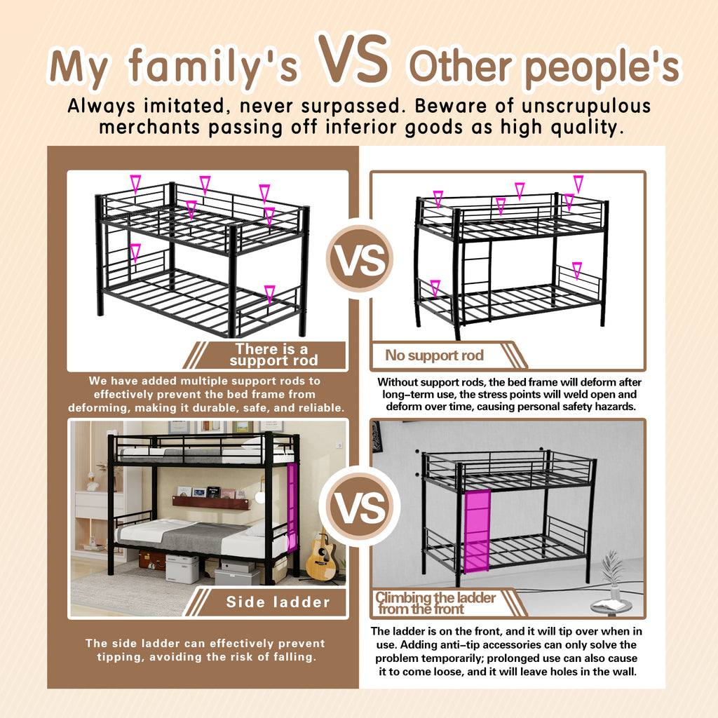 Black Convertible Metal Bunk Bed – 90 × 190 cm — detail 7