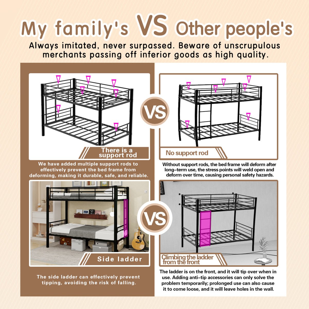 Black Convertible Metal Bunk Bed – 90 × 190 cm — detail 7
