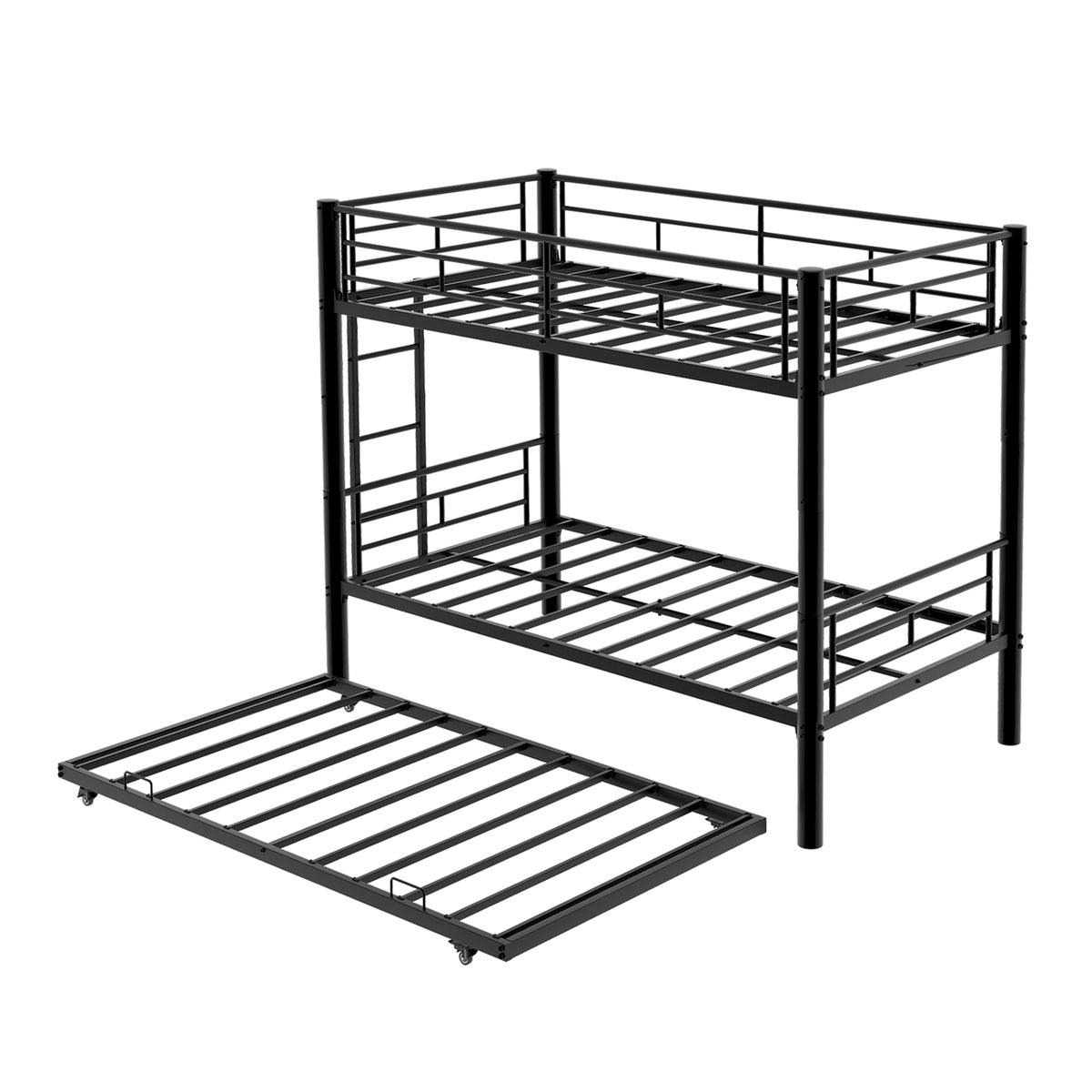 Black Metal Bunk Bed with Pull-Out Trundle – 90 × 190 cm — detail 19