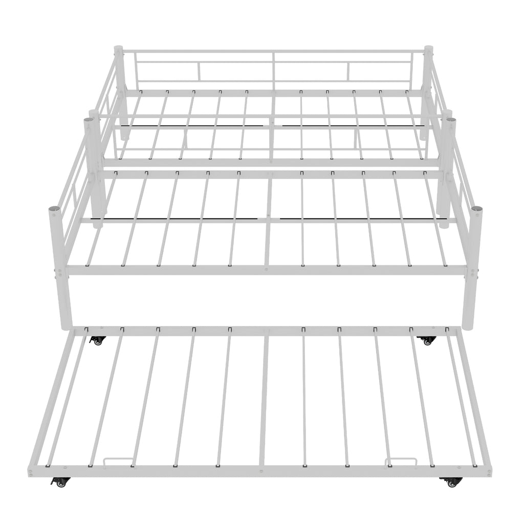White Metal Bunk Bed with Pull-Out Trundle – 90 × 190 cm — detail 23