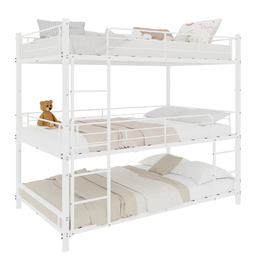 White Triple Metal Bunk Bed – 90 × 190 cm — detail 11