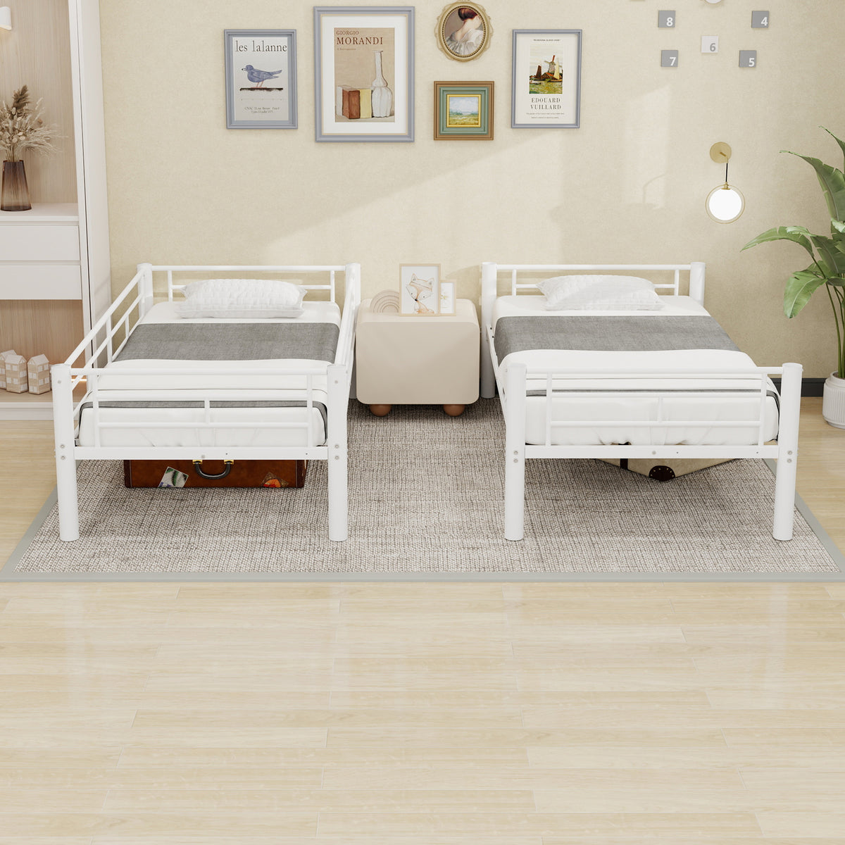 White Convertible Metal Bunk Bed – 90 × 190 cm — detail 4