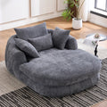 Grey Oversized Chenille Chaise Lounge with Pillows — product view