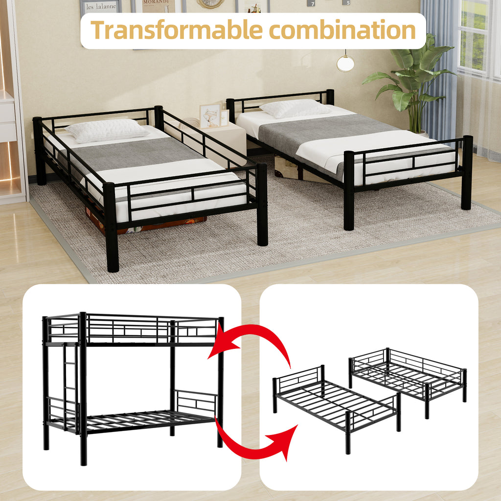 Black Convertible Metal Bunk Bed – 90 × 190 cm — detail 8