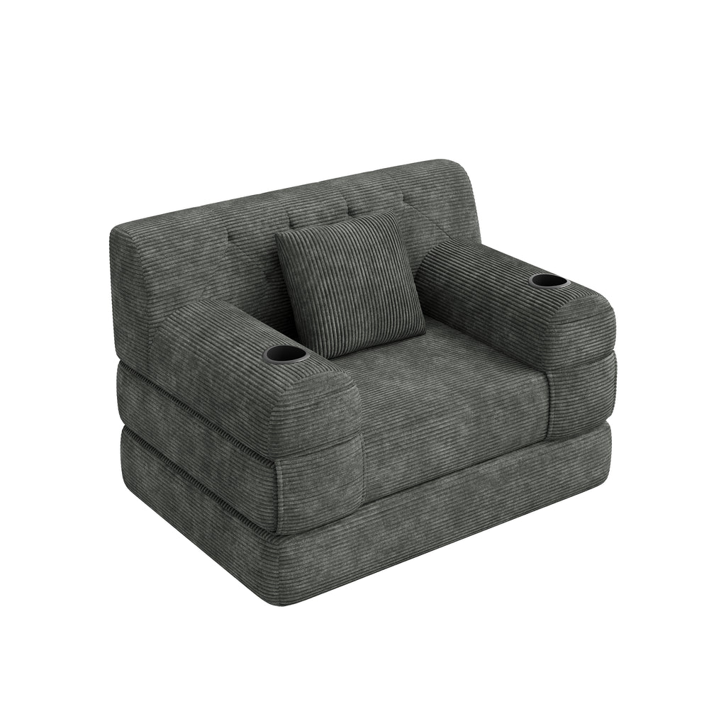 Dark Grey Corduroy Sleeper Chair — detail 9