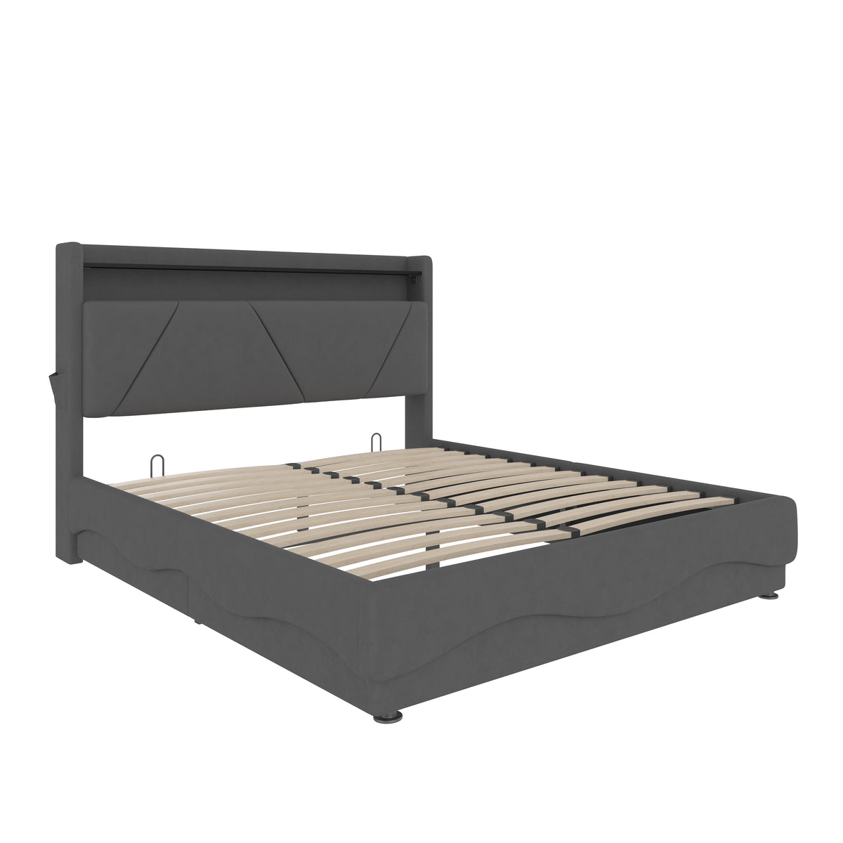 Dark Grey Velvet Storage Bed Frame – 135 × 190 cm — detail 10