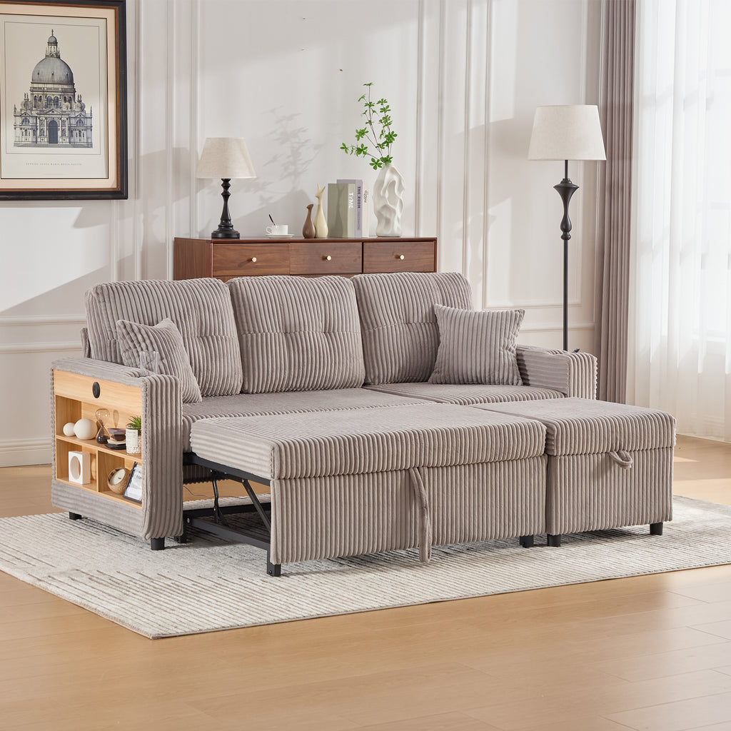 Light Grey Corduroy Sofa Bed — detail 14
