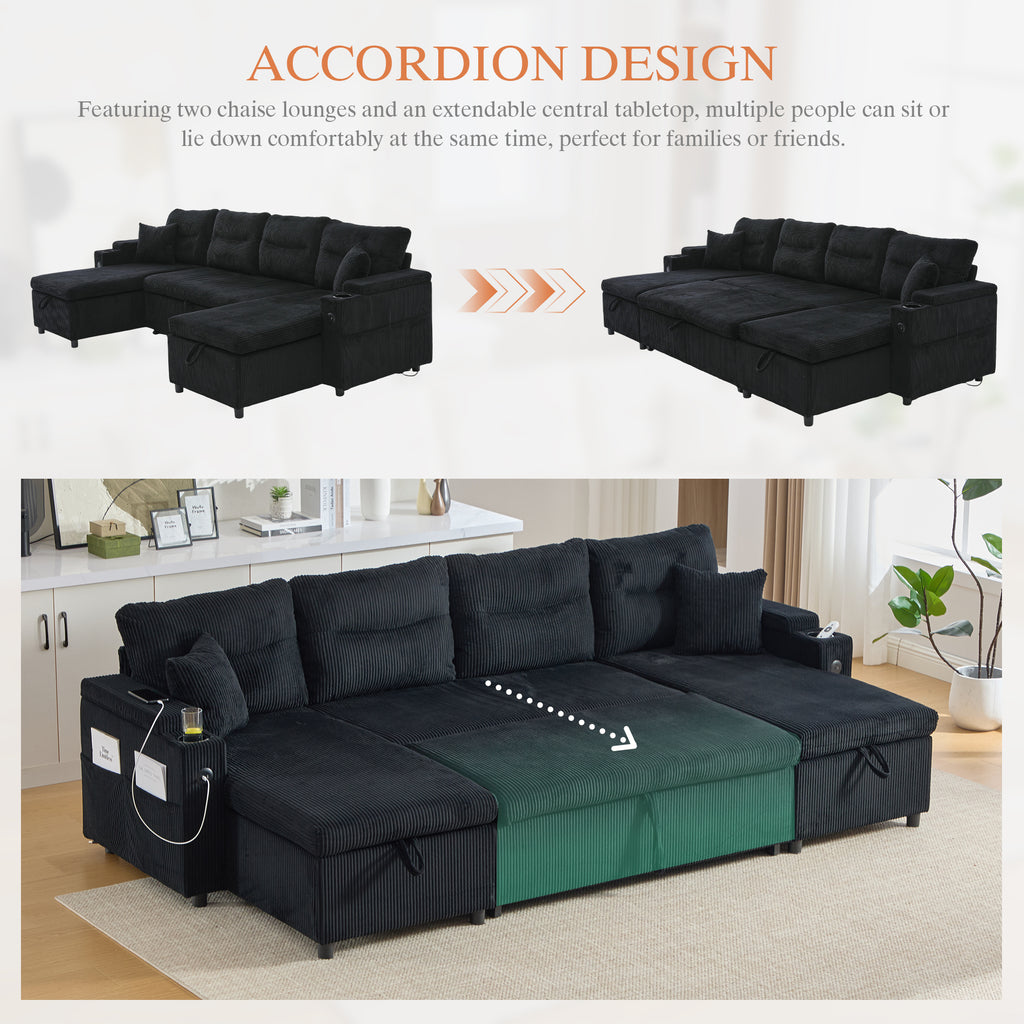 Black Oversized Chenille Chaise Lounge with Pillows — detail 6