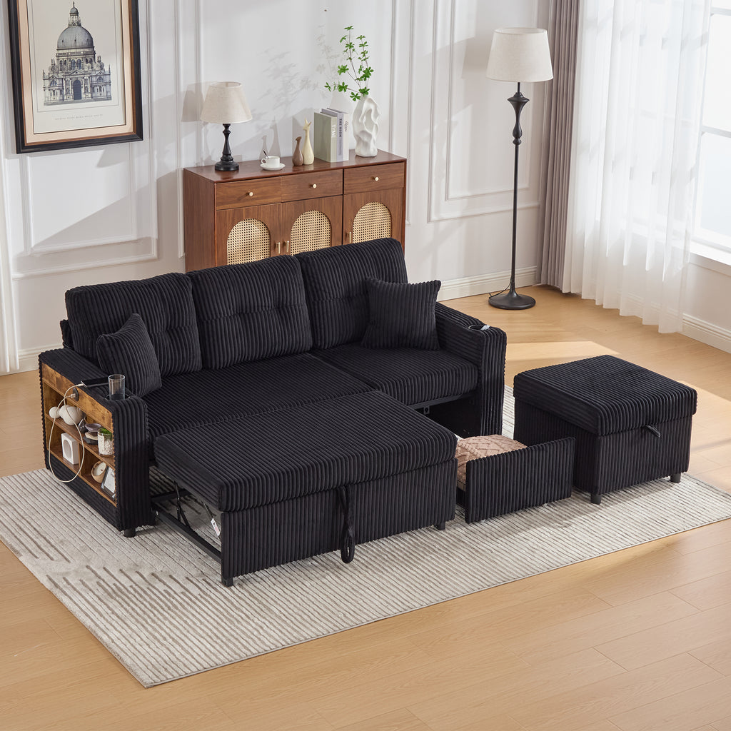 Black Corduroy Sofa Bed — detail 17