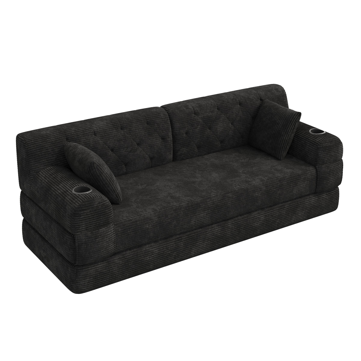 Black Corduroy 3-Seater Sofa Bed — detail 9