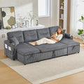 Charcoal grey Oversized Chenille Chaise Lounge with Pillows — product view