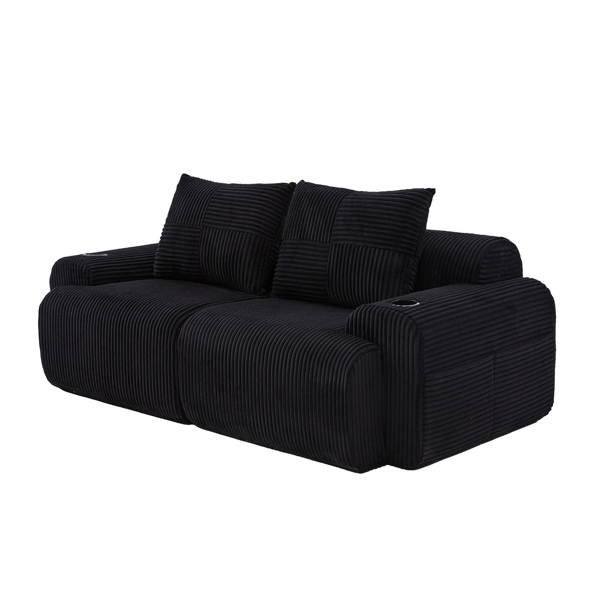 Black Corduroy 2-Seater Modular Sofa — detail 14