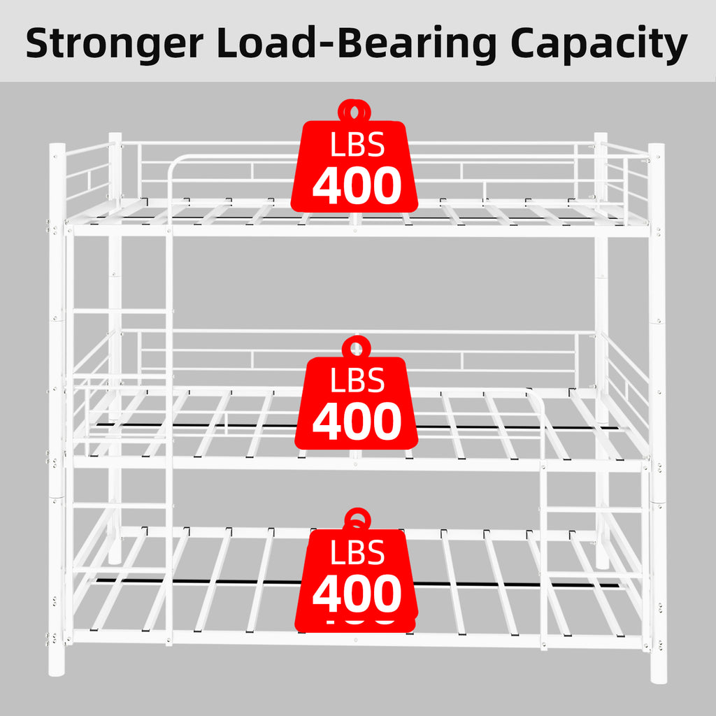 White Triple Metal Bunk Bed – 90 × 190 cm — detail 6