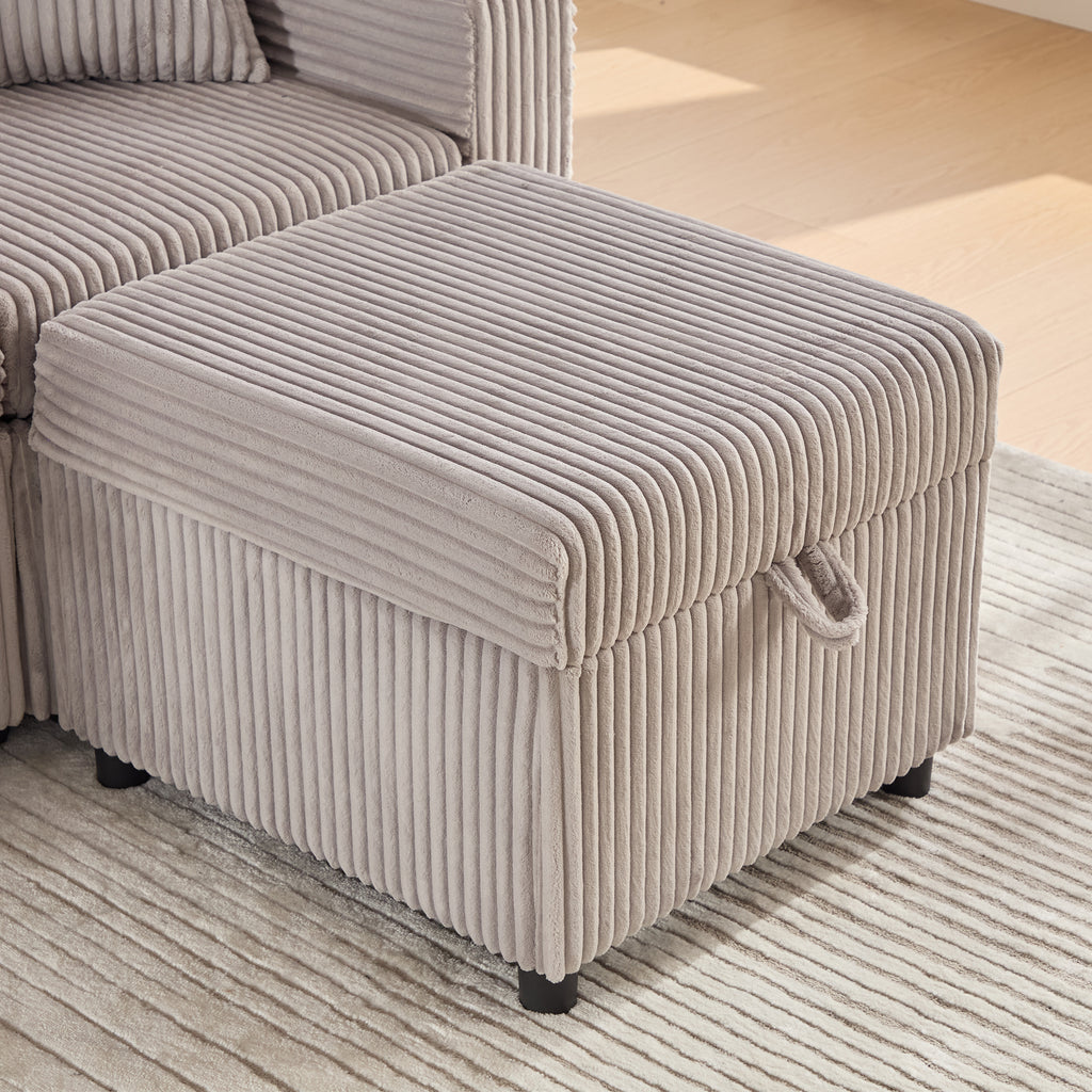 Light Grey Corduroy Sofa Bed — detail 22