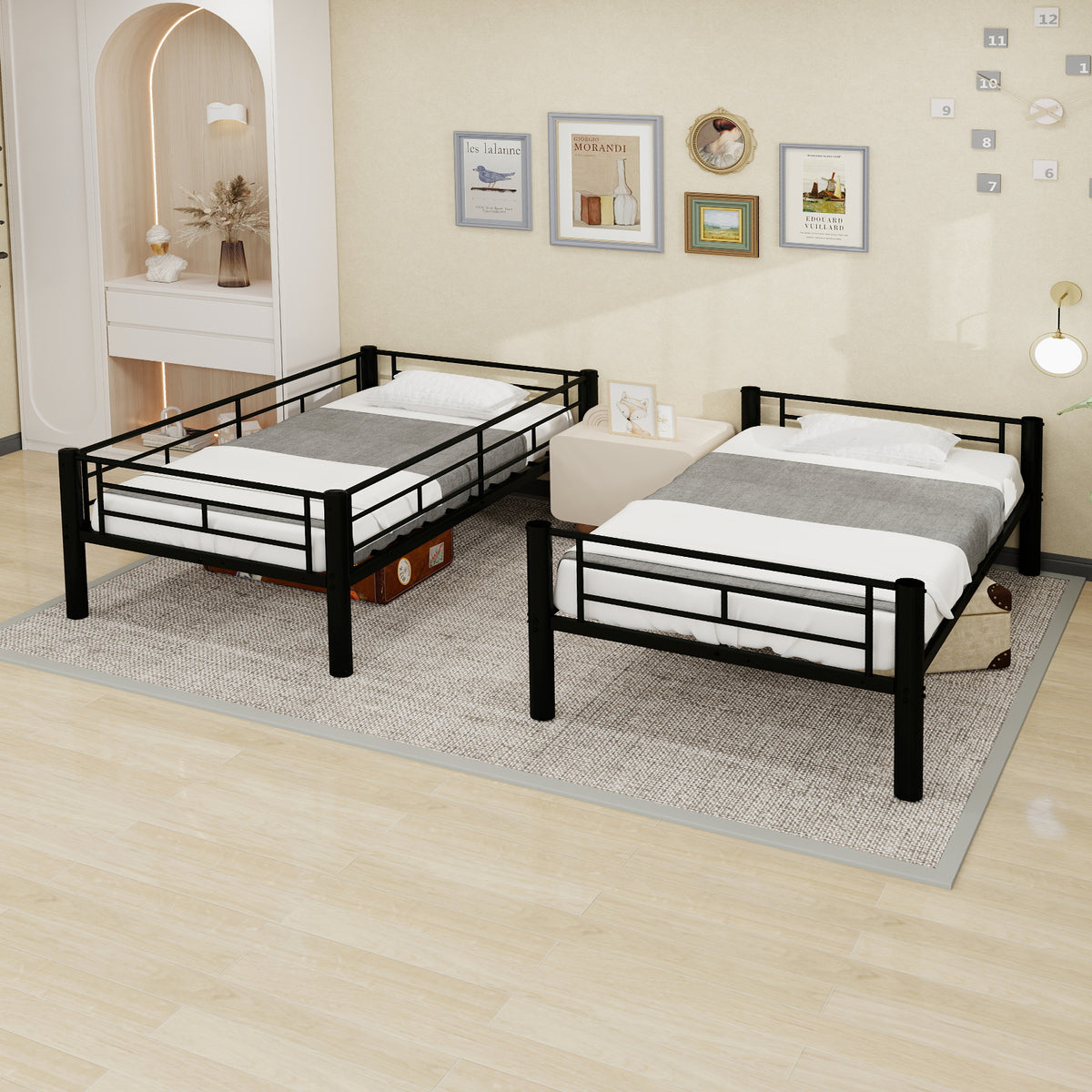 Black Convertible Metal Bunk Bed – 90 × 190 cm — detail 4