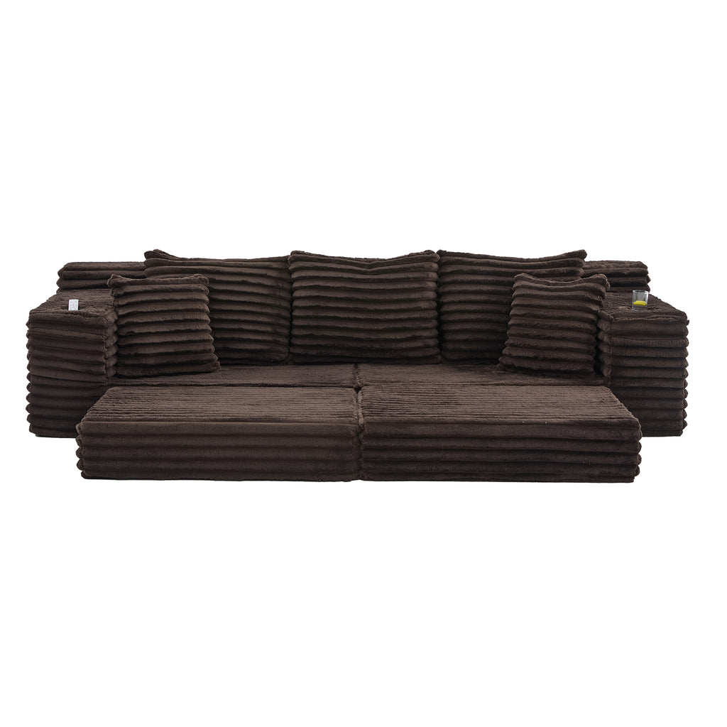 Coffee Corduroy Sofa Bed — detail 22