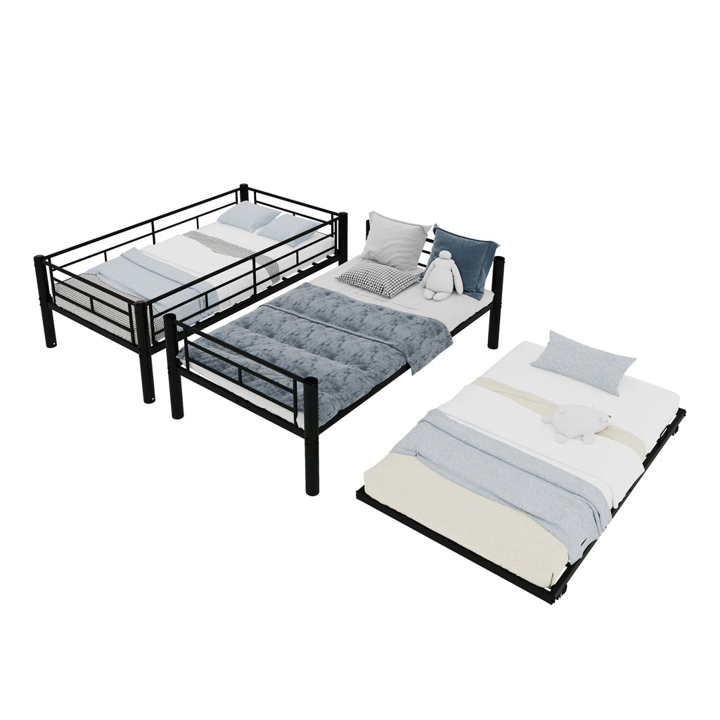 Black Metal Bunk Bed with Pull-Out Trundle – 90 × 190 cm — detail 18