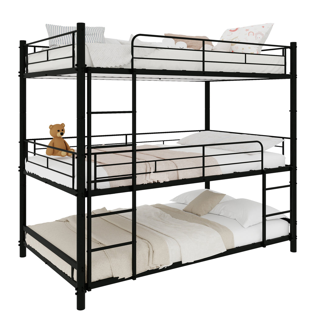 Black Triple Metal Bunk Bed – 90 × 190 cm — detail 9