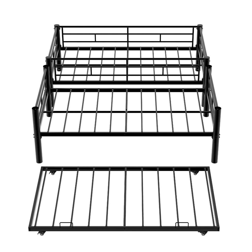 Black Metal Bunk Bed with Pull-Out Trundle – 90 × 190 cm — detail 23
