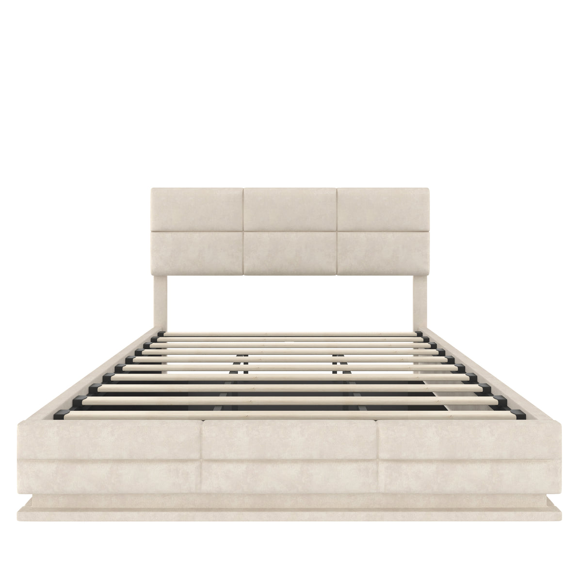 Beige Velvet Storage Bed Frame – 150 × 200 cm — detail 19