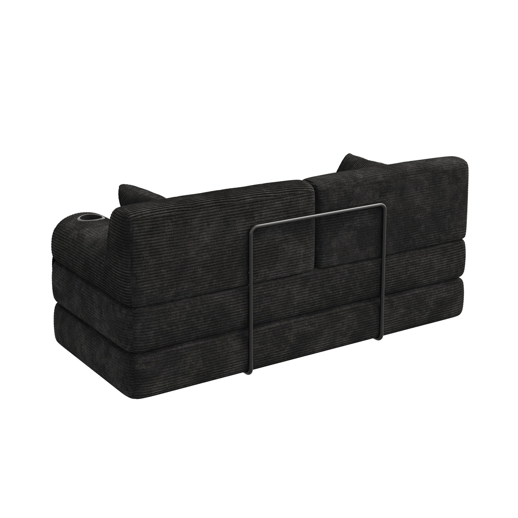 Black Corduroy 2-Seater Sofa Bed — detail 12