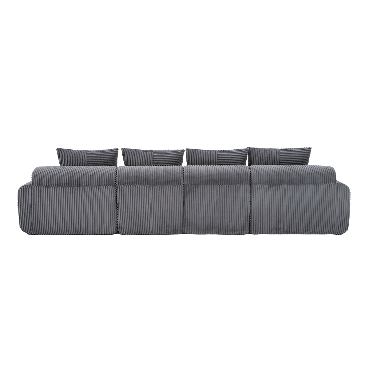 Dark Grey Corduroy 4-Seater Modular Sofa with Two Ottomans — detail 23