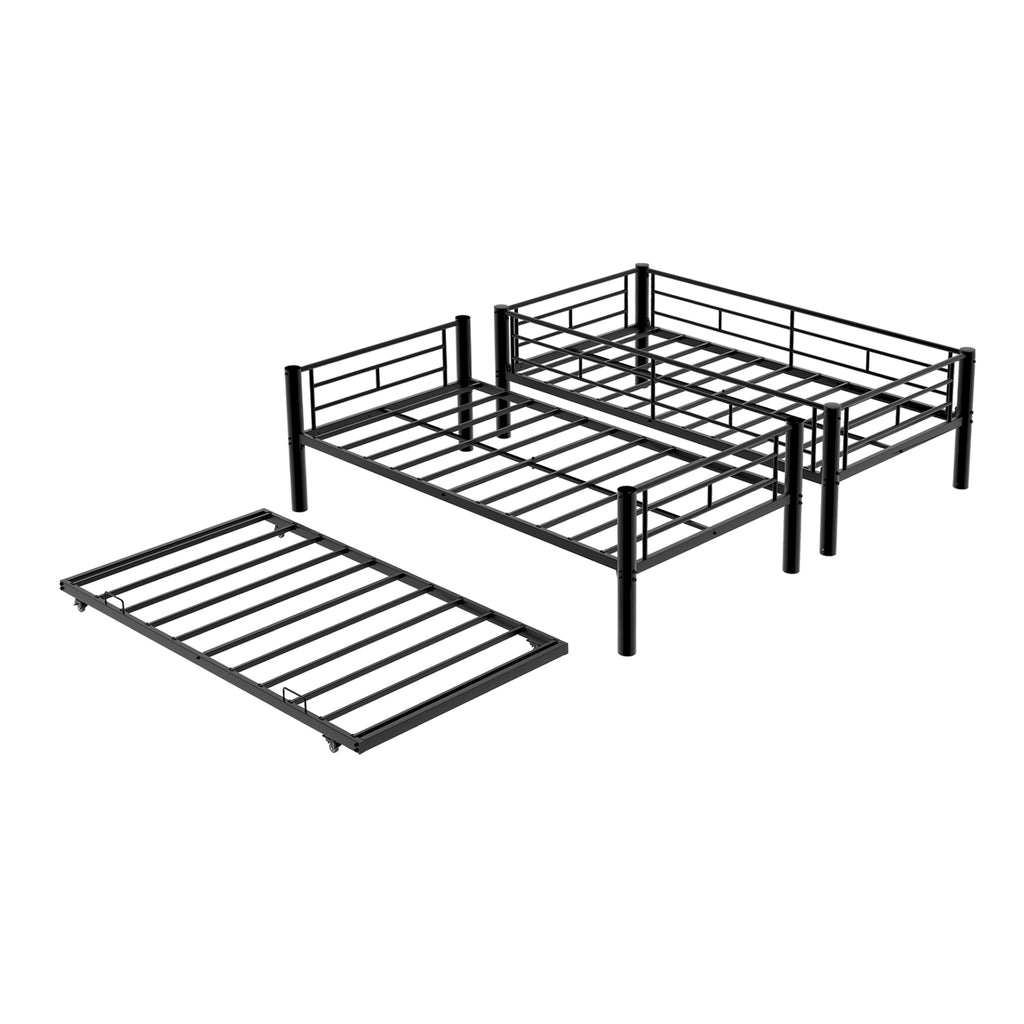 Black Metal Bunk Bed with Pull-Out Trundle – 90 × 190 cm — detail 25