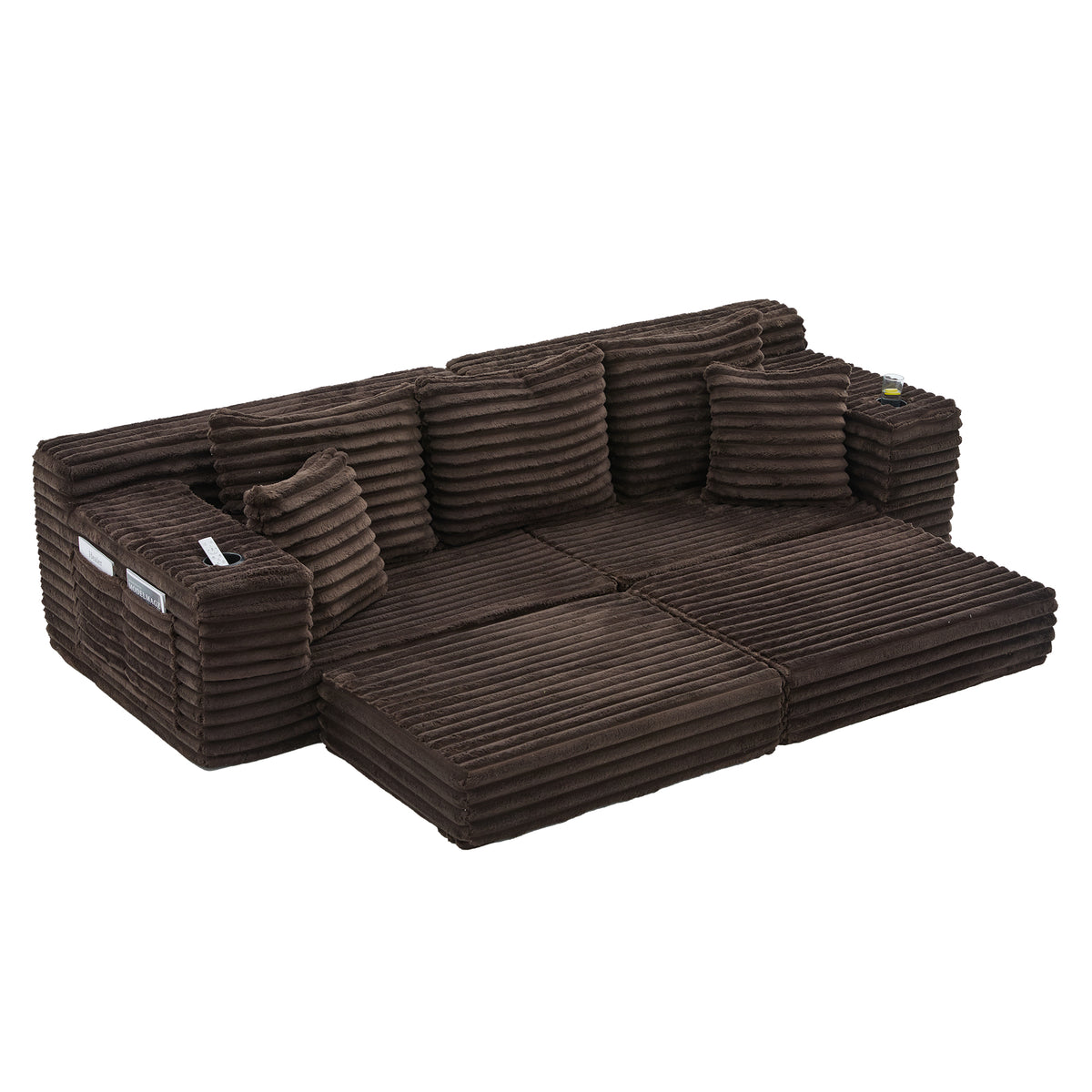 Coffee Corduroy Sofa Bed — detail 23