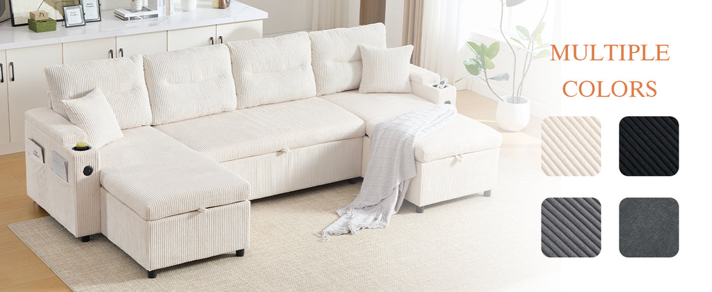 Beige Oversized Chenille Chaise Lounge with Pillows — detail 26