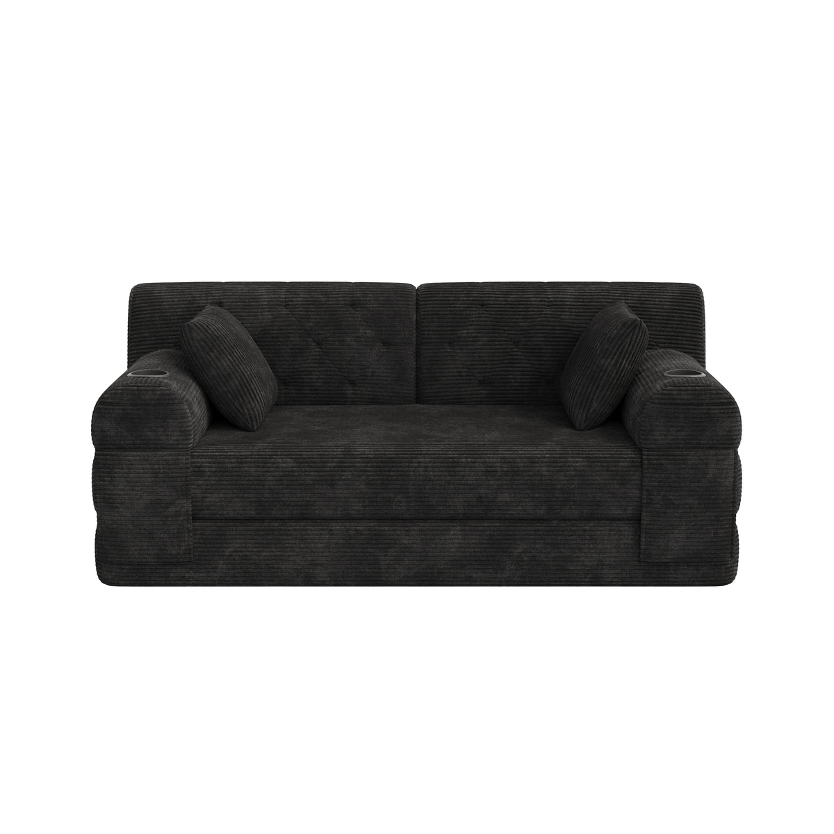 Black Corduroy 2-Seater Sofa Bed — detail 10