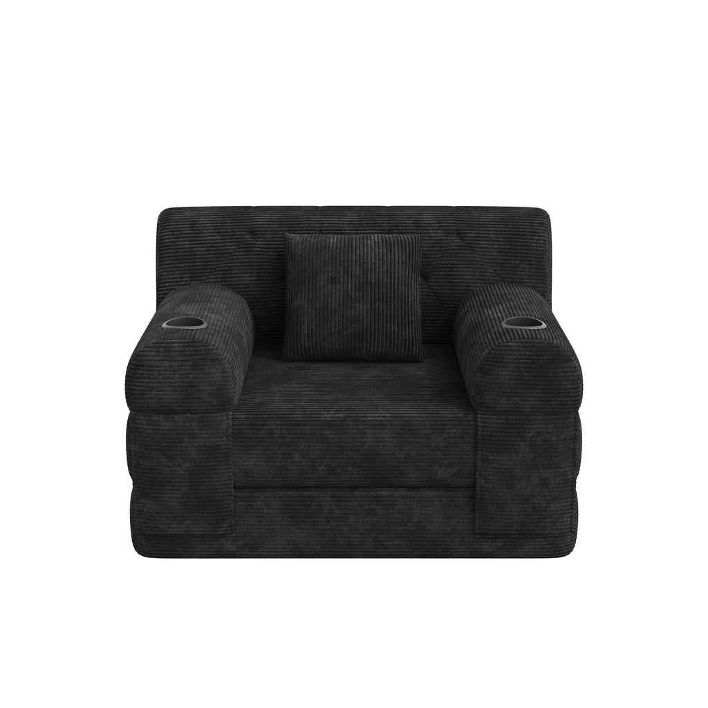 Black Corduroy Sleeper Chair — detail 11