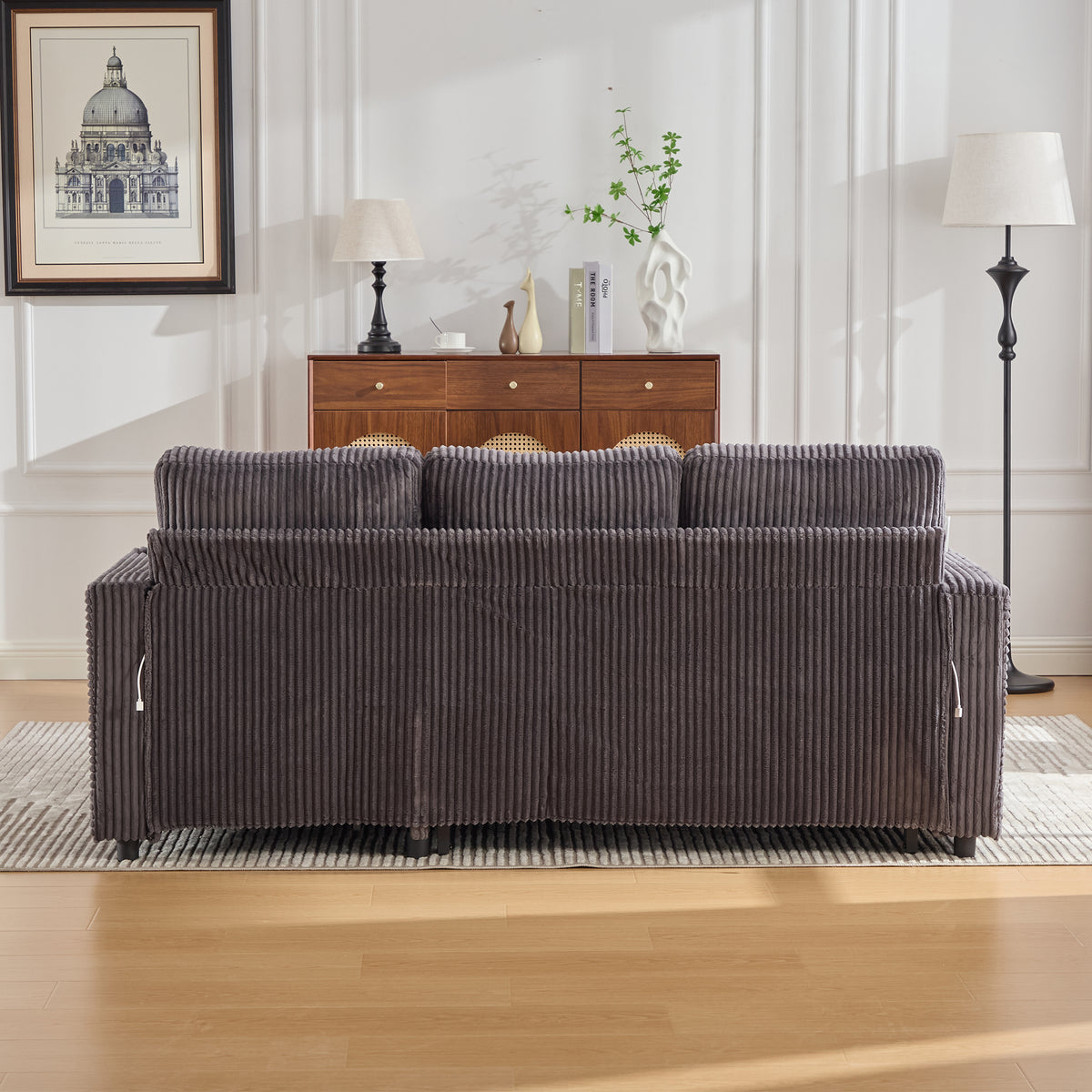 Dark Grey Corduroy Sofa Bed — detail 19
