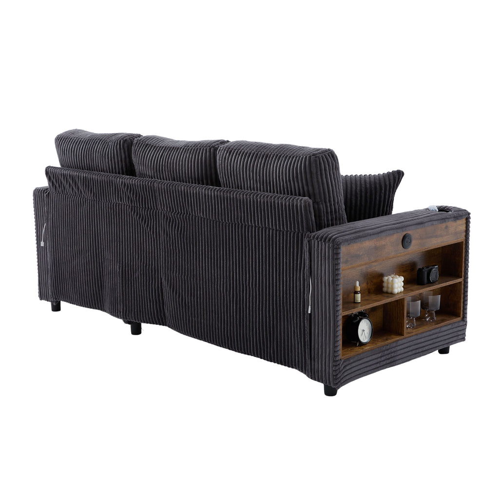 Dark Grey Corduroy Sofa Bed — detail 25