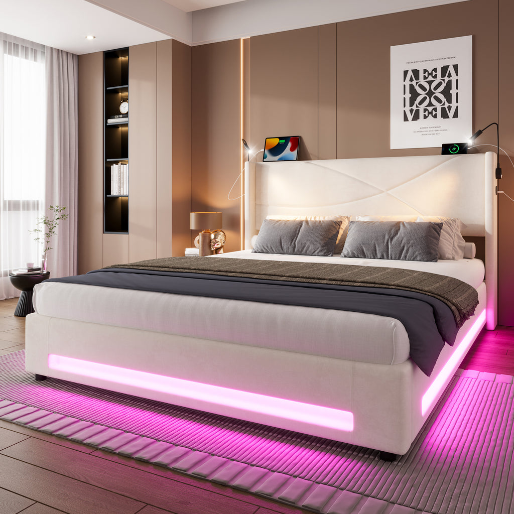 Beige Velvet Storage Bed Frame – 150 × 200 cm — detail 5