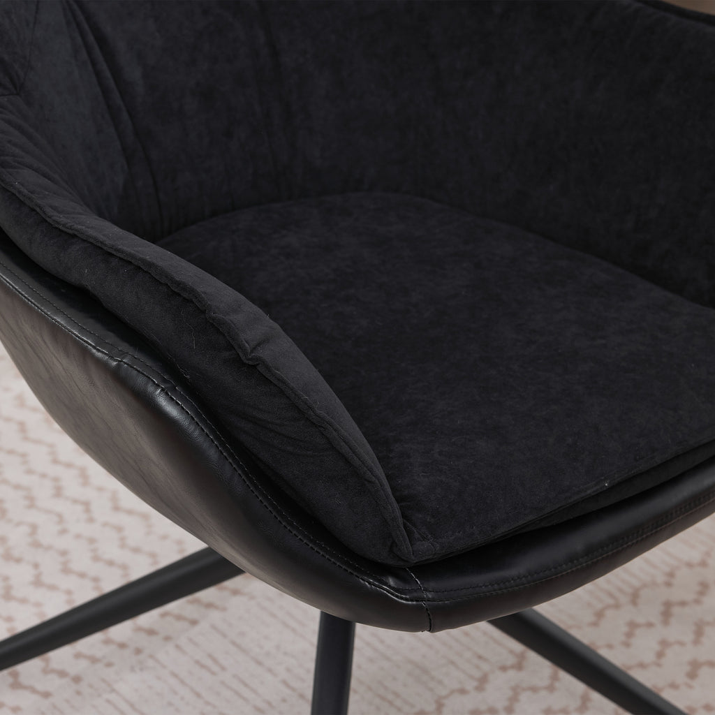 Black Faux Leather Swivel Accent Chair with Auto-Return — detail 2
