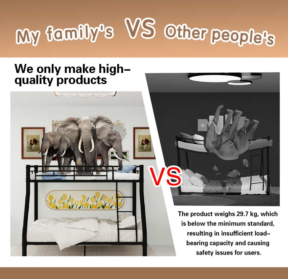 Black Metal Bunk Bed – Single over Double — detail 4