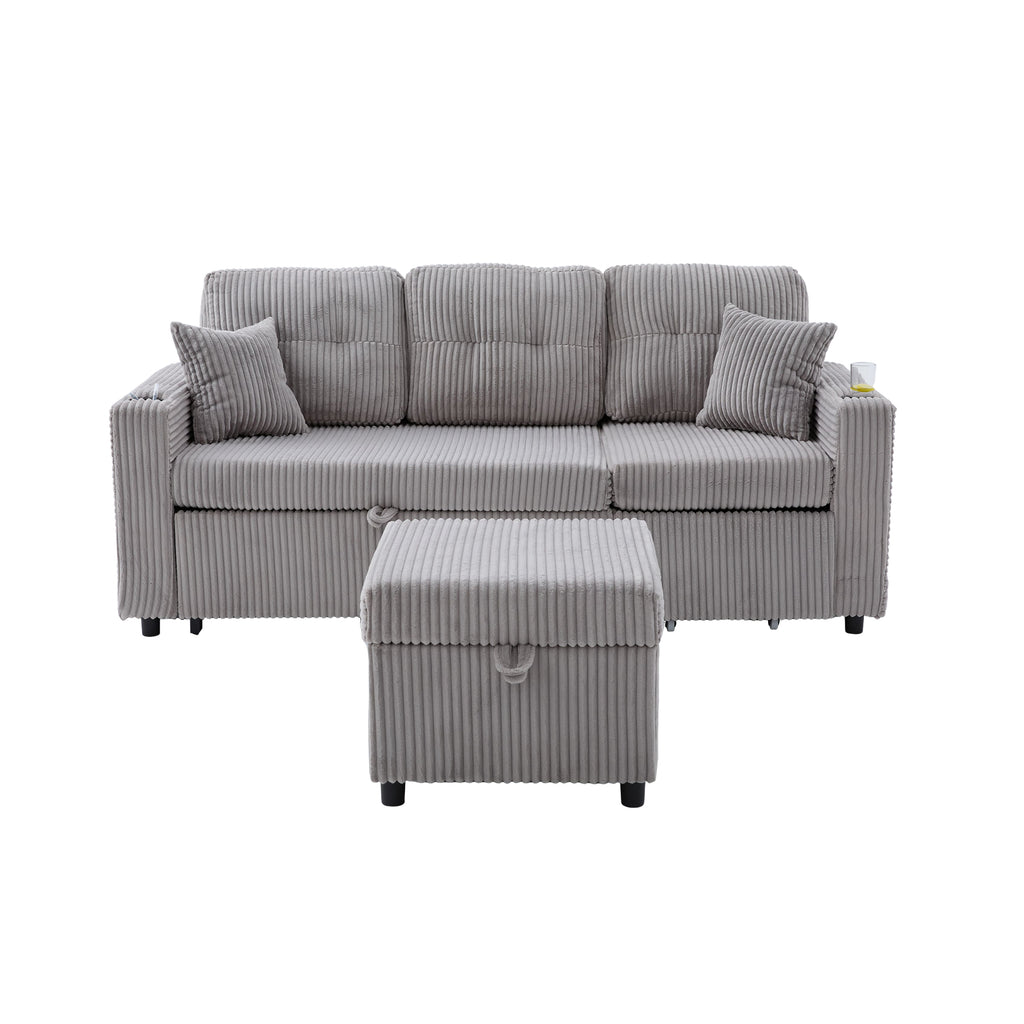 Light Grey Corduroy Sofa Bed — detail 25