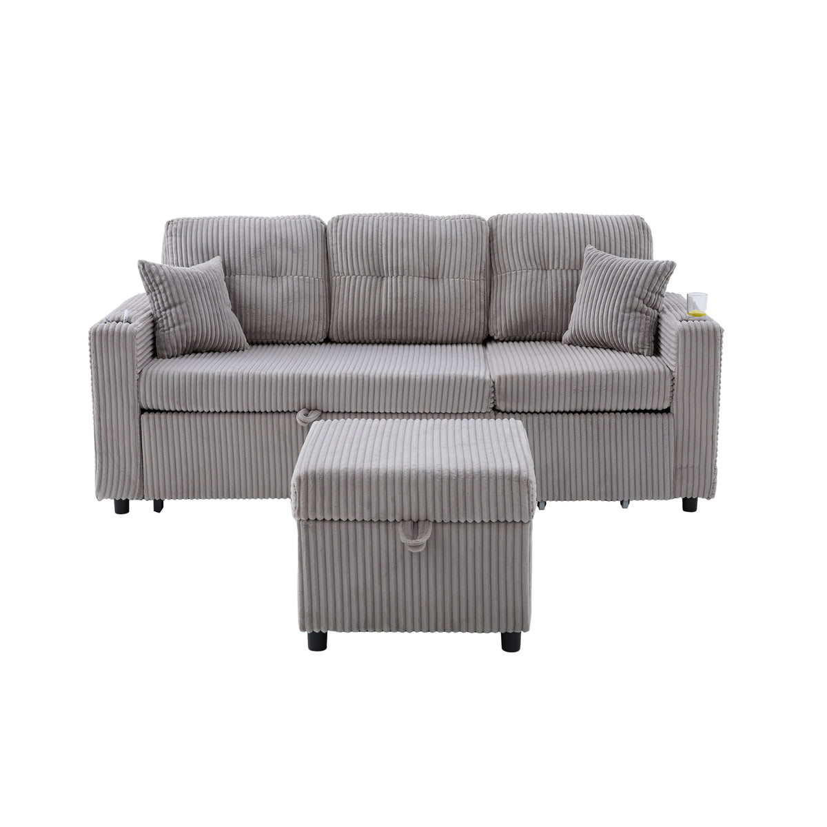 Light Grey Corduroy Sofa Bed — detail 25