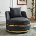 Black Faux Leather 360° Swivel Barrel Chair — product view