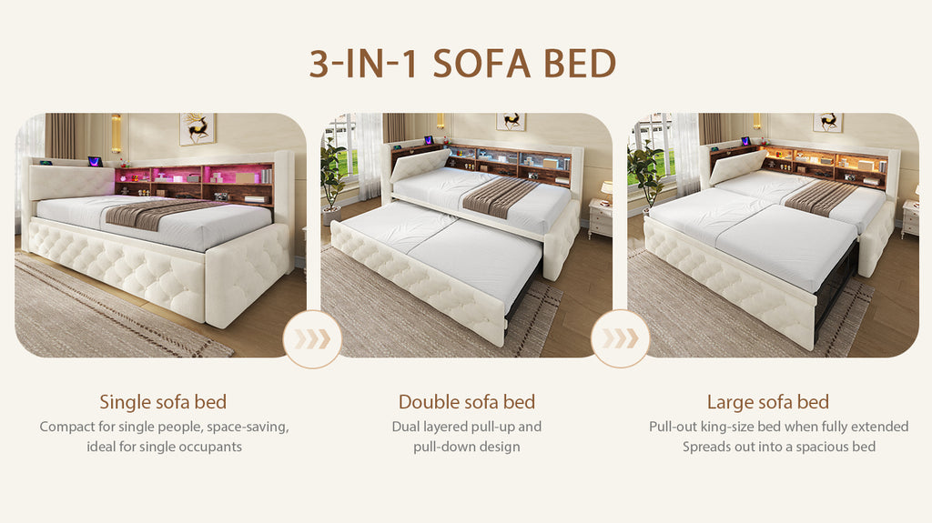 Beige Velvet Storage Bed Frame – 90 × 190 cm — detail 13