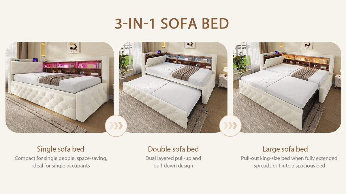 Beige Velvet Storage Bed Frame – 90 × 190 cm — detail 13
