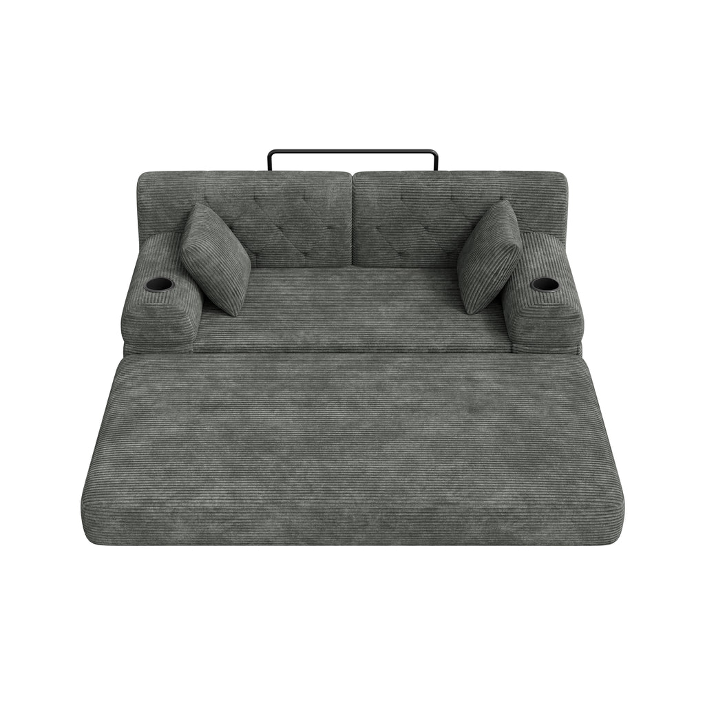 Dark Grey Corduroy 2-Seater Sofa Bed — detail 13
