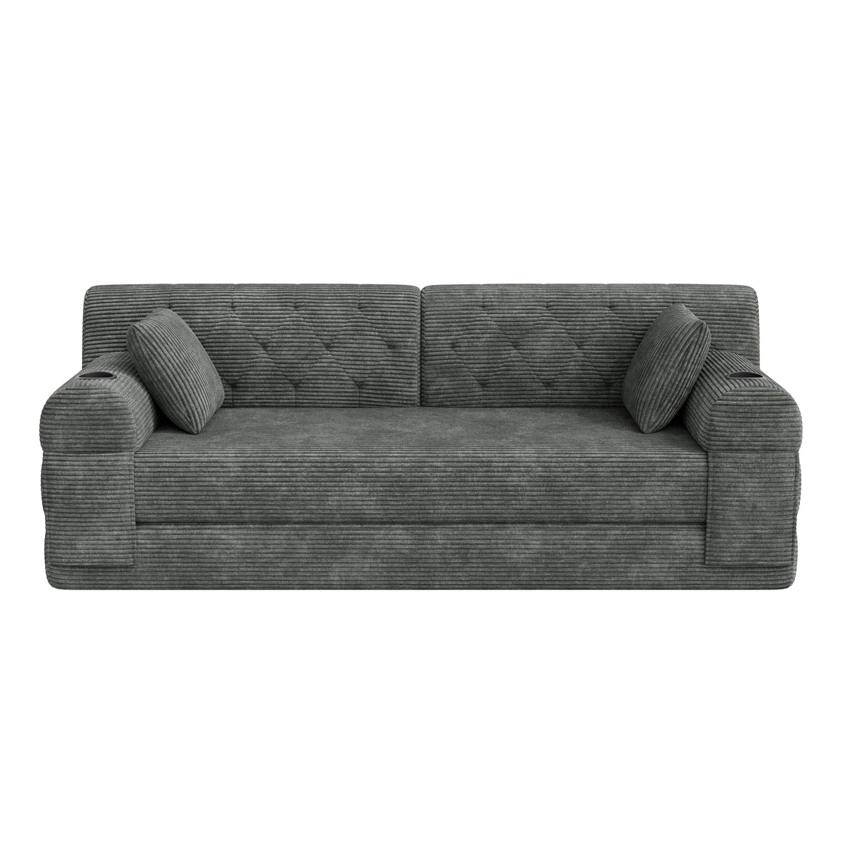 Dark Grey Corduroy 3-Seater Sofa Bed — detail 10